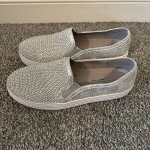 Silver Sparkly Slip-On Women's Shoes